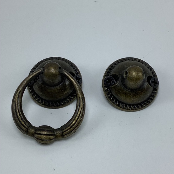 Vintage Bronze Drawer Pull Ring Cabinet Knob Dresser Round Handle - Picture 1 of 3